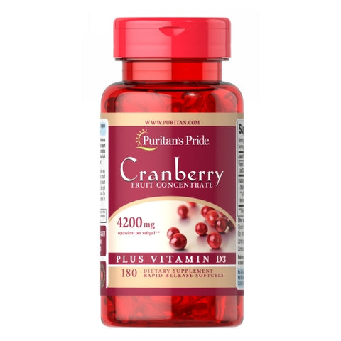 Puritan's Pride, Cranberry Fruit Concentrate Plus Vitamin D3, 180 Softgels