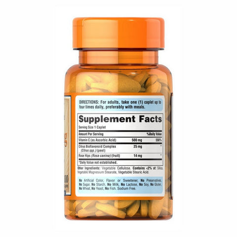 Puritan's Pride, Vitamin C with Bioflavonoids & Rose Hips, 500 mg, 100 Caplets