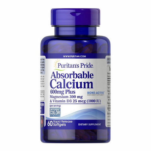Puritan's Pride, Absorbable Calcium + Magnesium & Vitamin D, 1000 IU, 60 Softgels