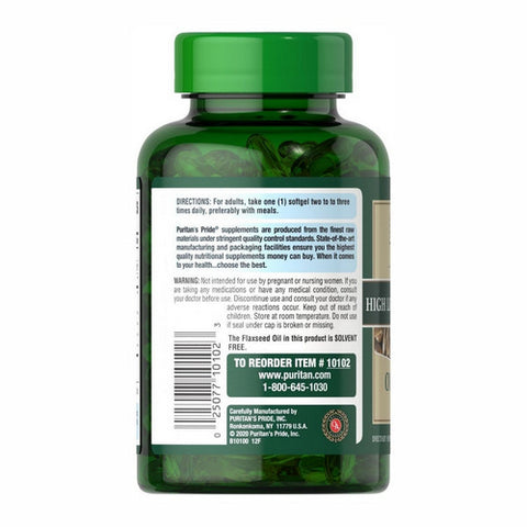 Puritan's Pride, Natural Flax Oil, 1000 mg, 120 Rapid Release Softgels