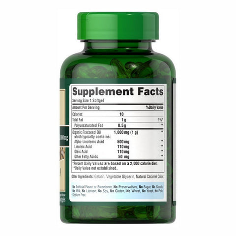 Puritan's Pride, Natural Flax Oil, 1000 mg, 120 Rapid Release Softgels