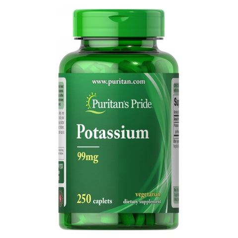 Puritan's Pride, Potassium, 99 mg, 250 Caplets