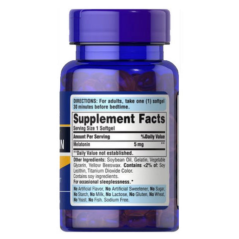 Puritan's Pride, Extra Strength Melatonin, 5 mg, 60 Softgels