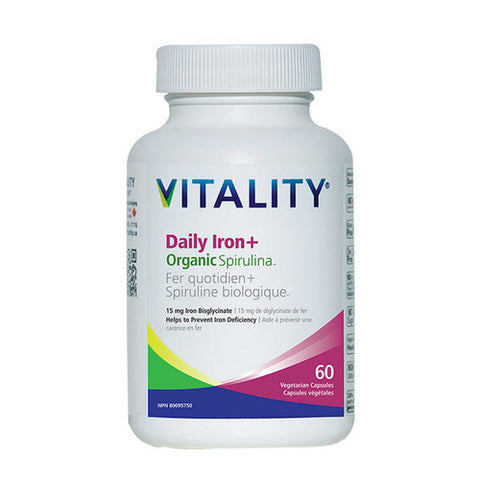 Vitality, Daily Iron Plus Organic Spirulina, 60 VegCaps