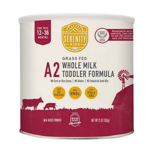 Serenity Kids, Grass Fed A2 Whole Milk Toddler Formula, 21 Oz