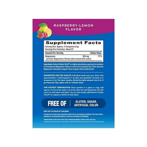 Natural Vitality, Calm Relaxing Drink Mix Raspberry Lemon, 8 Oz