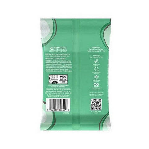 Burts Bees, Cucumber And Sage Facial Cleansing Towelettes, 10 Count