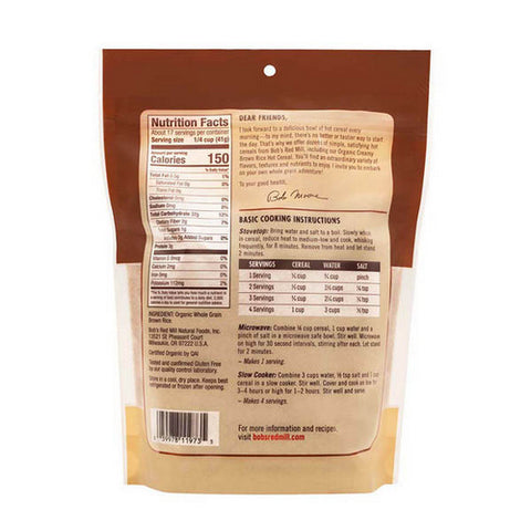 Bobs Red Mill, Organic Brown Rice Farina Hot Cereal, 24 Oz