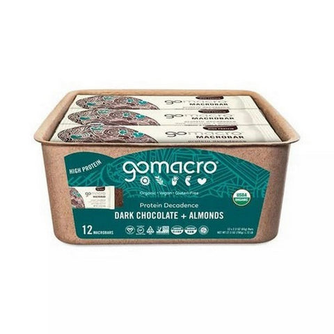 Gomacro, MacroBars Dark Chocolate And Almonds, 12 Count