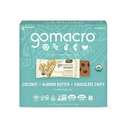 Gomacro, Organic Coconut Almond Butter Chocolate Chip Bars, 4 Count