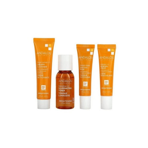 Andalou Naturals, On The Go Essentials The Brightening Routine, 4 Count