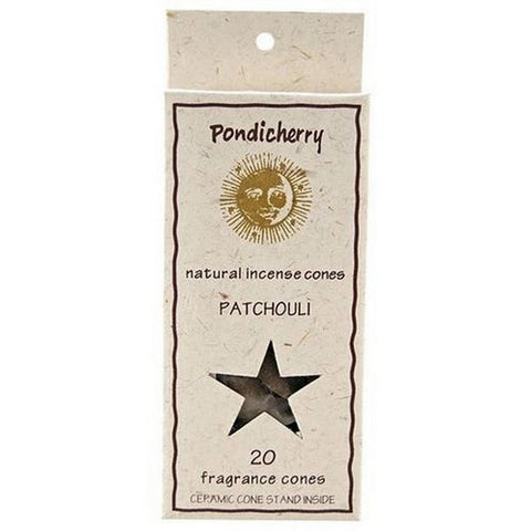 Pondicherry Natural Incense, Patchouli Incense Cones, 20 Count