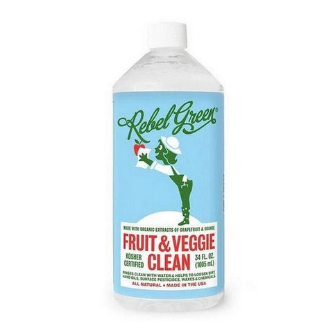 Rebel Green, Fruit And Veggie Clean Produce Wash Refill, 34 Oz