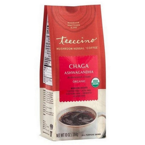 Teeccino, Chaga Ashwagandha Herbal Coffee, 10 Oz