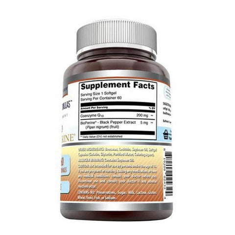 Amazing Nutrition, Amazing Formulas CoQ10 with Bioperine, 200 mg, 60 Softgels