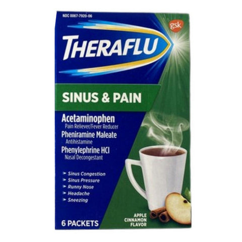 Sinus And Pain Apple Cinnamon 6 Count by Theraflu
