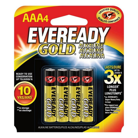 Eveready, Gold Alkaline Batteries AAA, 4 Each