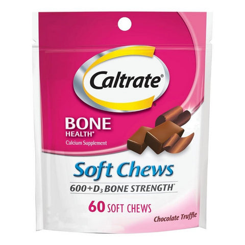 Caltrate, Soft Chews 600  Plus D3 Bone Strength Chocolate Truffle, 60 Each