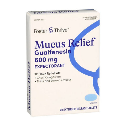 Foster And Thrive, Mucus Relief Guaifenesin Extended, 600 Mg, 20 Tabs