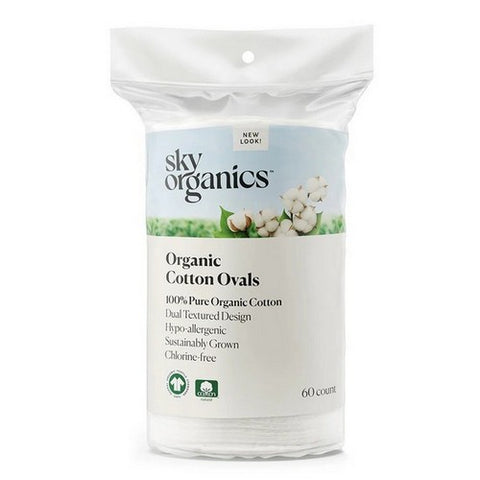 Sky Organics, Organic Cotton Ovals, 60 Count