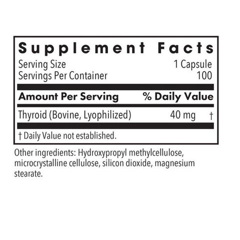 Nutricology/ Allergy Research Group, Thyroid Natural Glandular, 100 Veg Caps