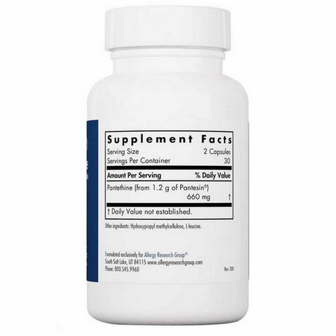 Nutricology/ Allergy Research Group, Pantethine Vitmain B5 Metabolite, 60 Veg Caps