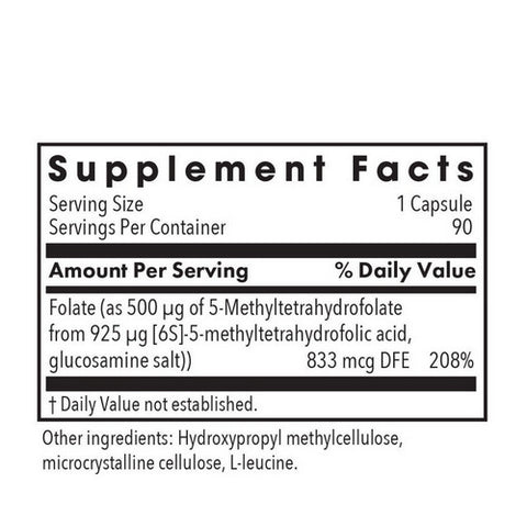 Nutricology/ Allergy Research Group, QuatreActiv Folate 4th Generation 5-MTHF, 90 Veg Caps