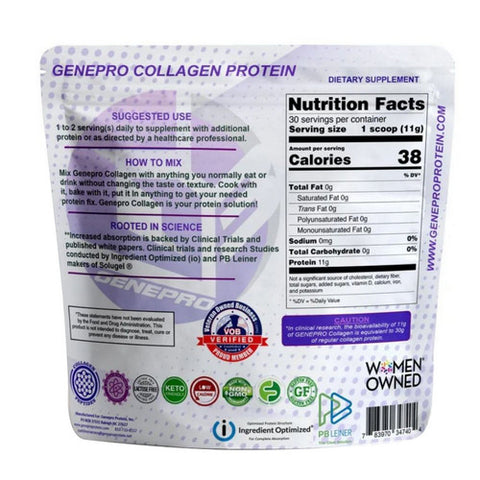 Genepro Protein, Collagen Peptides Protein Powder + Unflavored, 30 Servings, 30 Servings