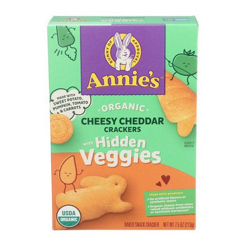 Annie's Homegrown, Organic Cheesy Cheddar Crackers With Hidden Veggies, 7.5 Oz (Case Of 12)