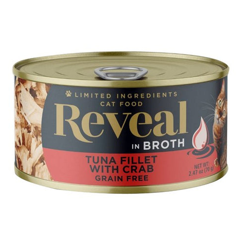 Reveal, Tuna Fillet With Crab In Broth Can Cat Food, 2.47 Oz (Case Of 24)
