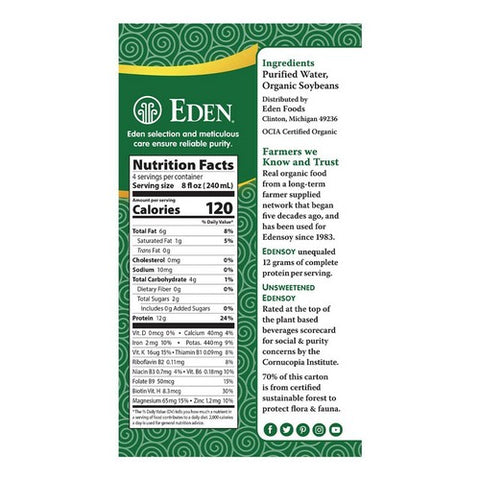 Eden Foods, Organic Unsweetened Edensoy, 32 Oz (Case Of 12)