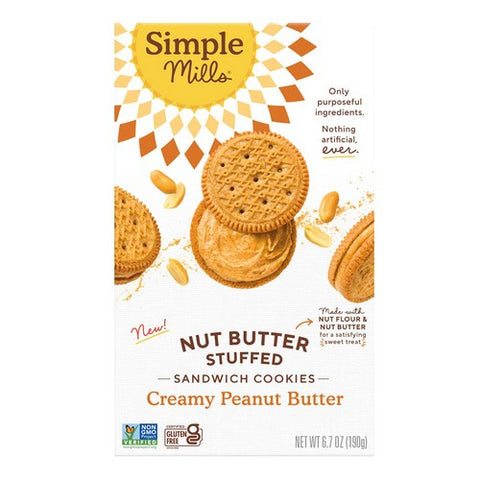 Simple Mills, Nut Butter Stuffed Sandwich Cookies Peanut Butter, 6.7 Oz (Case Of 8)
