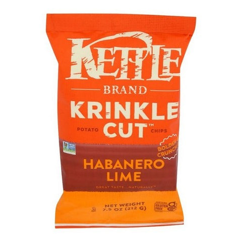 Kettle Foods, Krinkle Cut Habanero Lime Potato Chips, 7.5 Oz (Case Of 12)