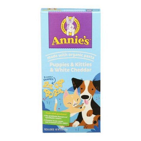 Annie's Homegrown, Puppies & Kitties And White Cheddar Pasta Cheese, 6 Oz (Case Of 12)