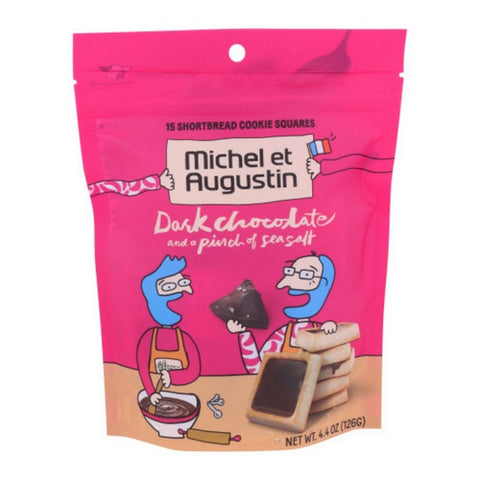 Michel Et Augustin, Dark Chocolate Squares Pinch Sea Salt Shortbread Cookie, 4.4 Oz(Case Of 6)