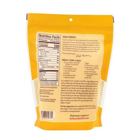 Bobs Red Mill, Organic Whole Grain Corn Flour, 22 Oz(Case Of 4)