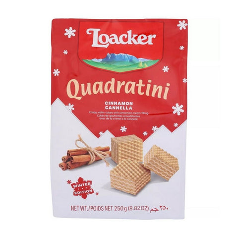 Loacker, Quadratini Holiday Bite Cinnamon Cannella Wafer Cookies, 8.82 Oz(Case Of 6)