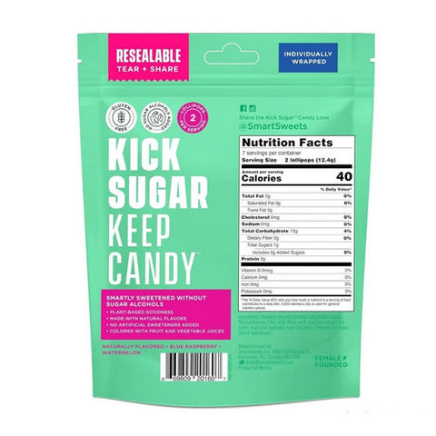 Smartsweets, Lollipops Watermelon And Blue Raspberry, 3 Oz(Case Of 10)