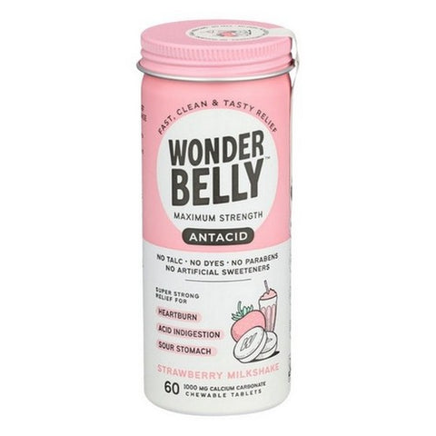 Wonderbelly, Strawberry Milkshake Antacid Chews, 60 Tabs(Case Of 4)