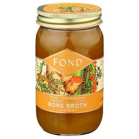 Fond Bone Broth, Organic Turmeric Thyme Black Pepper Chicken Bone Broth, 14 Oz (Case Of 4)