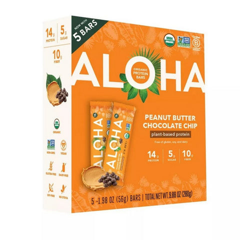 Aloha, Peanut Butter Chocolate Chip Bar, 5 Packets (Case Of 6)