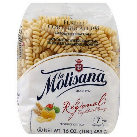 La Molisana, Fusilli Bucati Corti Pasta, 16 Oz(Case Of 12)