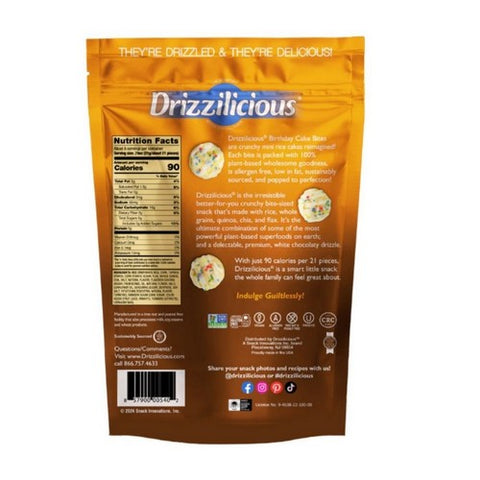 Drizzilicious, Mini Rice Crisp Birthday Cake Bites, 4 Oz(Case Of 6)