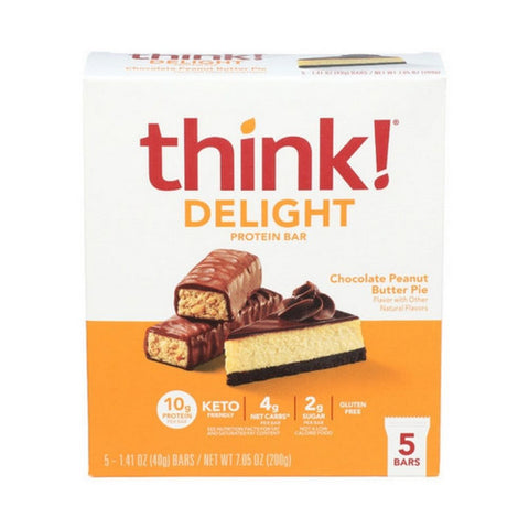 Think Thin, Keto Protein Bars Chocolate Peanut Butter Pie, 7.05 Oz(Case Of 6)