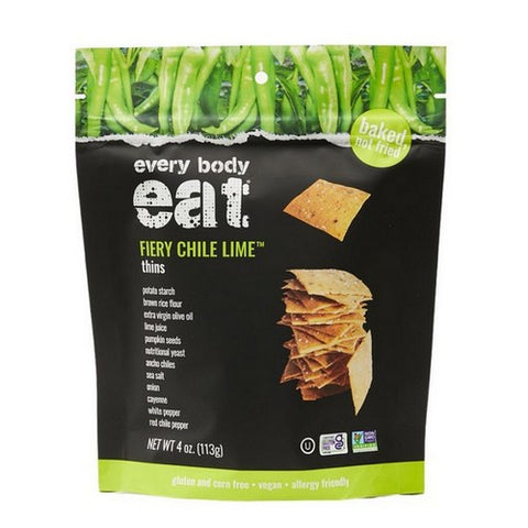 Every Body Eat, Fiery Chile Lime Thins, 4 Oz(Case Of 6)