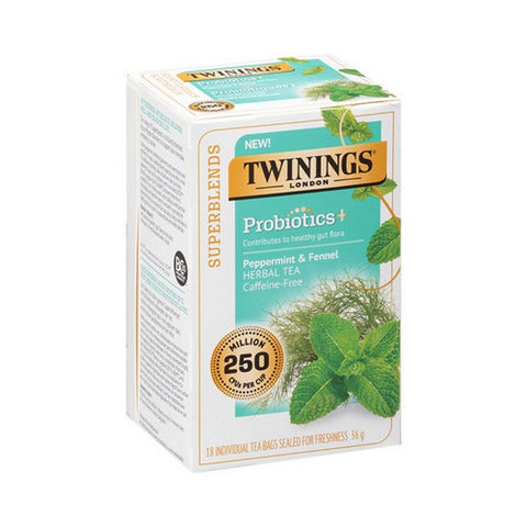 Twinings Tea, Probiotics Peppermint And Fennel Tea, 18 Bags(Case Of 6)