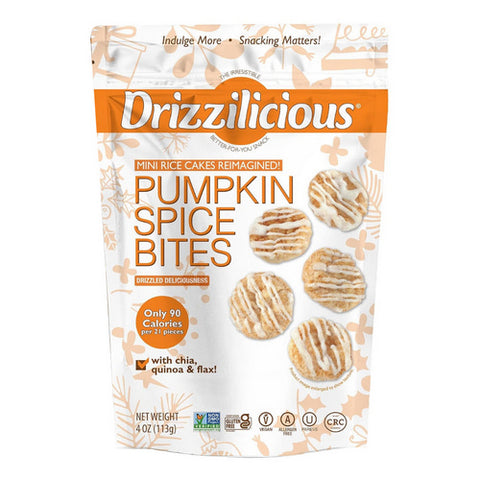 Drizzilicious, Pumpkin Spice Mini Snack Chocolatey Rice Cakes, 4 Oz(Case Of 6)
