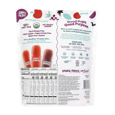 Goodpop, Organic Freezer Pops Variety, 30 Oz(Case Of 6)