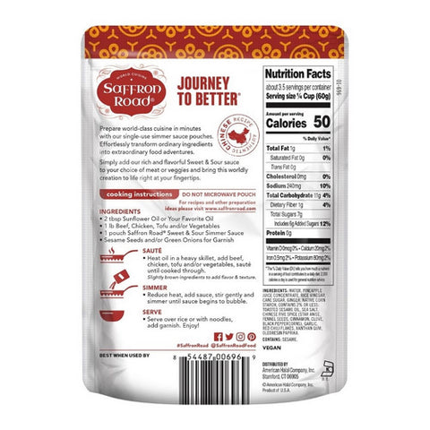 Saffron Road, Sweet And Sour Simmer Sauce, 7 Oz(Case Of 8)