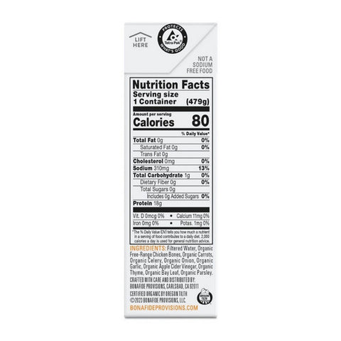 Bonafide Provisions, Organic Chicken Bone Borth Dry No Salt Added, 16.9 Oz(Case Of 6)